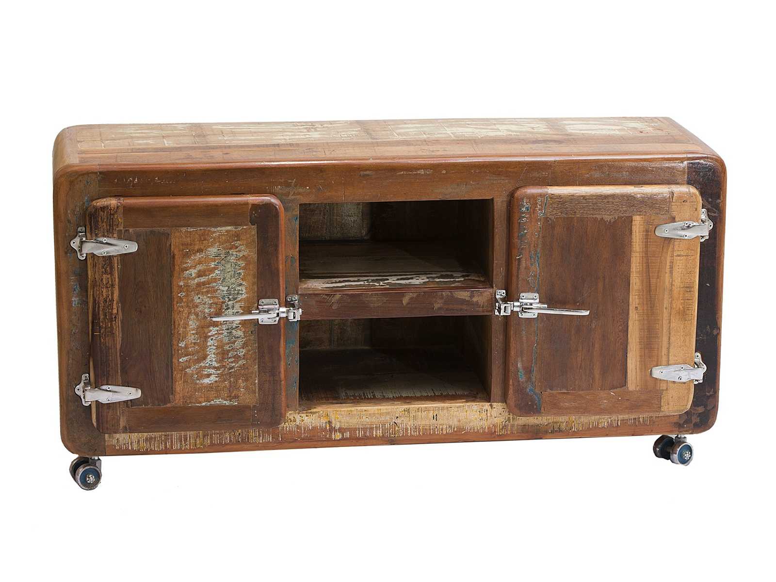 Barevný televizní stolek Fridge z recyklovaného dřeva